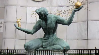 Songs-About-Detroit-Michigan-The-Spirt-of-Detroit-statue-cast-in-bronze-holds-both-the-weight-of-God-and-the-people-of-the-city