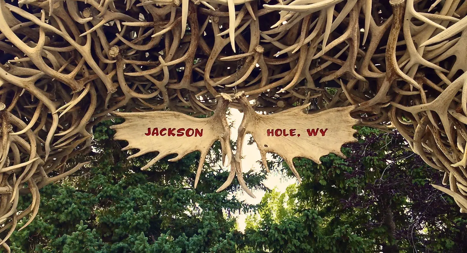 Songs about Jackson Hole, Wyoming - Arches made of elk antlers welcome visitors to the center of Jackson, Wyoming